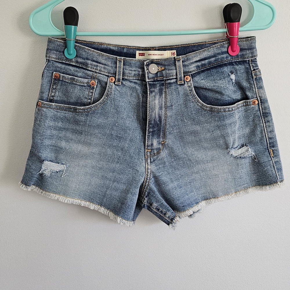 Levi's Light Blue Distressed Denim Shorts